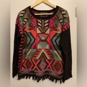 Peruvian Connection Beautiful Aztec Boho sweater.